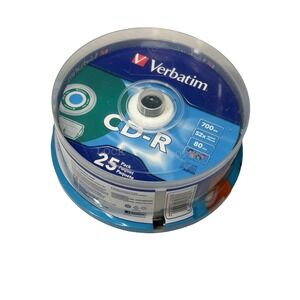 verbatim 25 pack CD R discs 700 MB 80 MIN 52X colored